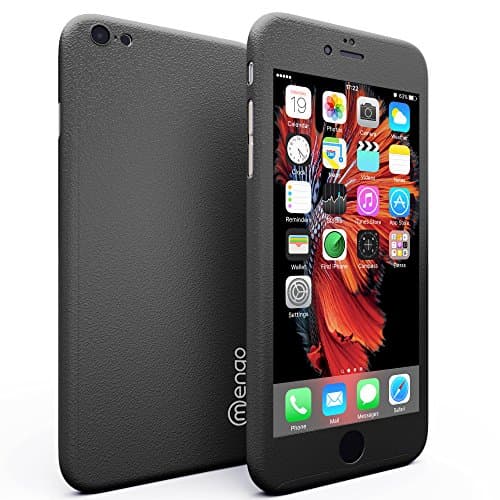 Mengo SlimFit 360 GRIP [Ultra-Thin] Case for iPhone 6S With Tempered Glass Screen Protector (Black)