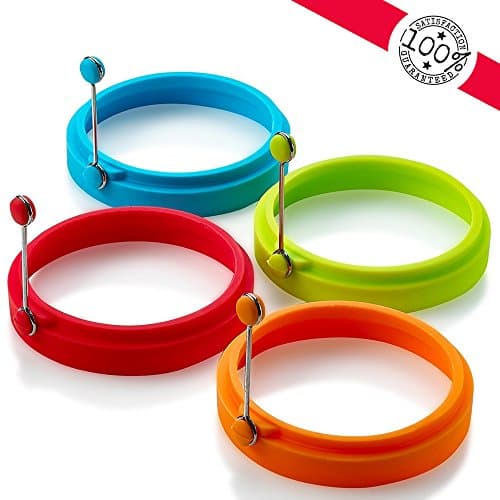 New Egg Ring, Silicone Egg Rings Non Stick, Egg Cooking Rings, Perfect Fried Egg Mold or Pancake Rings(4pcs)