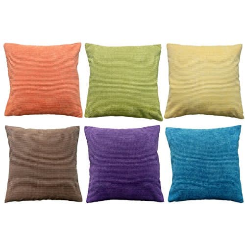 Daidu Cotton Modern Decorative Sofa Couch Square Throw Pillow Cushion Covers 18 x 18 inches Set of 6,Colorful Series