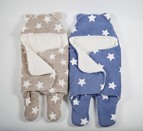 Innovating By Design Soft Swaddle Blanket for Baby, (Pack of 2) - Blue Brown