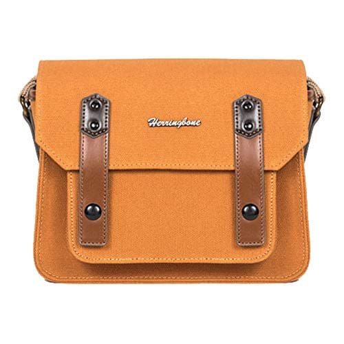 Herringbone Camera Bag Canvas Shoulder Bag DSLR Case Messenger Bag Shockproof insert SLR Gadget Bag for Nikon Sony Canon Olympus Papas Pocket Mini H0752 Sand