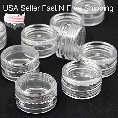 Ezidy~ 100 pcs Bulk 5ml/5Gram Cosmetic Empty Jar Pots Plastic Clear Bottles Powder Storage Container For Eye shadow Makeup Cream Lip Balm