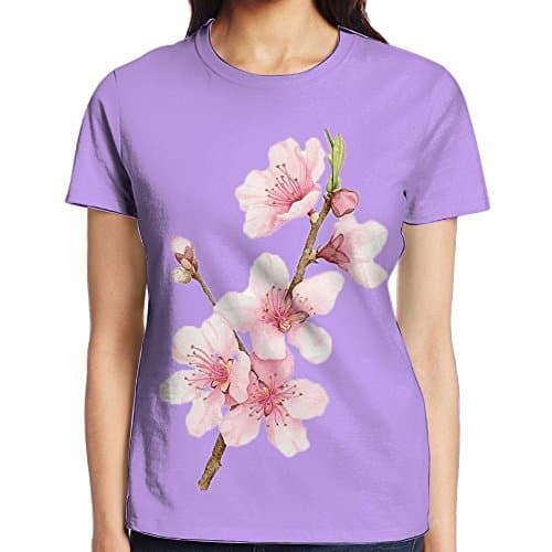 JiedaohO Ms. Special Flower Ink Pattern Simple Short-Sleeved T-Shirt
