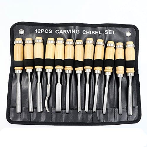 Ksmxos 12Pcs Wood Carving Chisel Set 12 Piece Sharp Woodworking Tools Carrying Case Great for Beginners