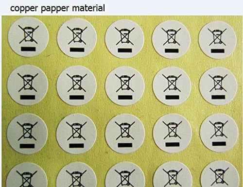 battery dustbin label sticker round shape coated paper diameter 1CM