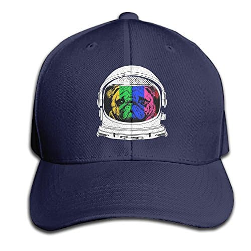 Astronaut Rainbow Pug Adjustable Baseball Caps Unstructured Dad Hat 100% Cotton Navy