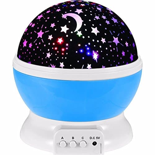 Star Projector Constellation Rotation Night Light Rechargeable Galaxy Light LED Bedroom Lamp with Music (Blue)