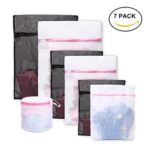 Laundry Wash Bag 7 Pack Durable Mesh Wash Laundry Bag Blouse, Hosiery, Stocking, Underwear, Bra and Lingerie Travel Laundry Bag with Zipper (7 Set)