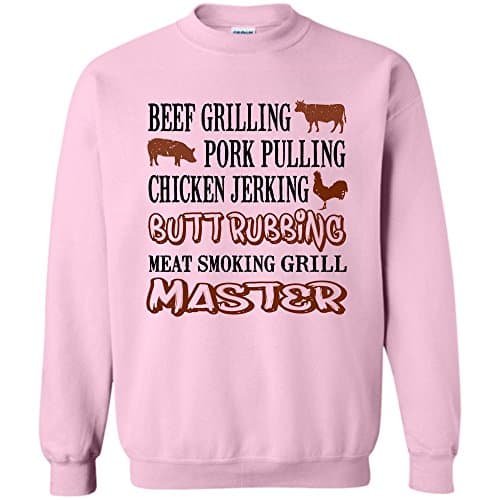 Meat Smorking Grill Master T Shirt, Beff Grilling Pork Pulling Chicken Jerking Sweatshirt (L,Light Pink)