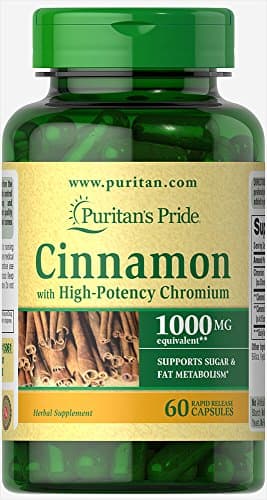 Puritan's Pride Cinnamon Complex with High Potency Chromium | Supports Sugar Metabolism | Supports Fat Metabolism | Rapid Release | 60 Capsules