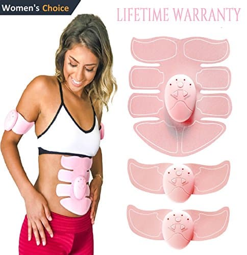 Ultimate ABS Stimulator For Women: Easy Operation Abdominal Trainer Set | Premium Ab Muscle Toning &amp; Arm/Leg Toner Belts with EMS Gel Pads – Smart Workout Machine For Home/Office…(By Fitness Treat)