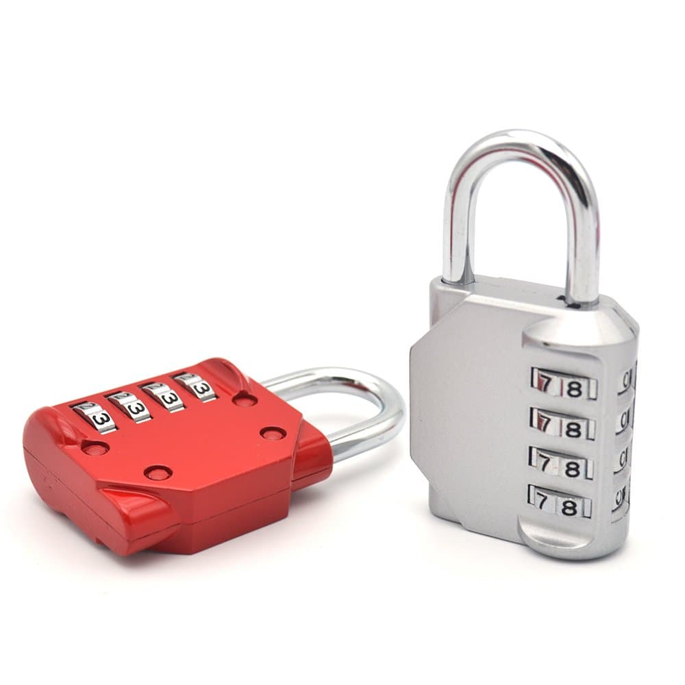 Combination Padlock with 4 Digit Made from Zinc Alloy Suitable for School and Gym Locker,Toolbox,Fence,Cabinet, Storage (red & silver)