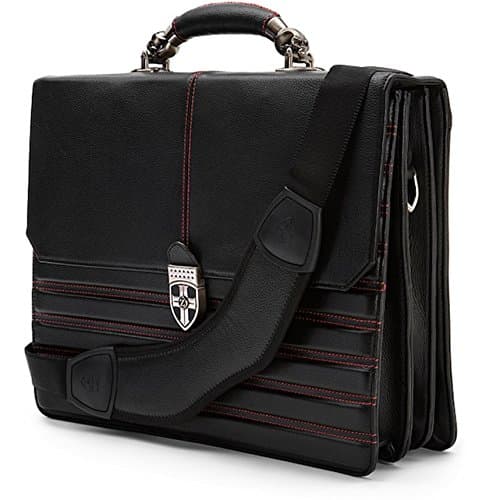 Black Leather 17-inch Laptop Designer Briefcase