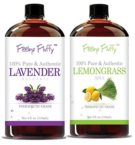Feeling Fluffy 100% Pure Lemon Grass &amp; Lavender Essential Oil Combo Pack - Large 4 oz (118 ml) - Therapeutic Grade Aromatherapy Oil - Perfect to Add to Dryer Balls