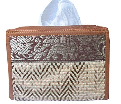 Reed Tissue Box Made From Natural Material Classic Elephant Style Size Height 3.8 "Wide 5" Long, 5.5".