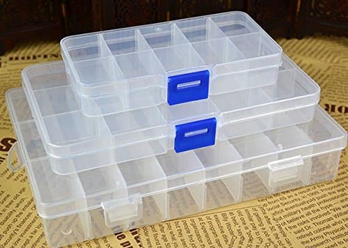 BUNITA,Tool Box Packing 10 15 24 Grids Plastic Box Toolbox DIY Storage JEWELRY BOX Transparent Plastic Power Tools Box Case