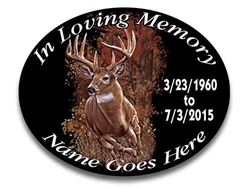 In Loving Memory custom printed vinyl decal sticker 4"x 5" oval 6 pack whitetail buck deer hunting picture