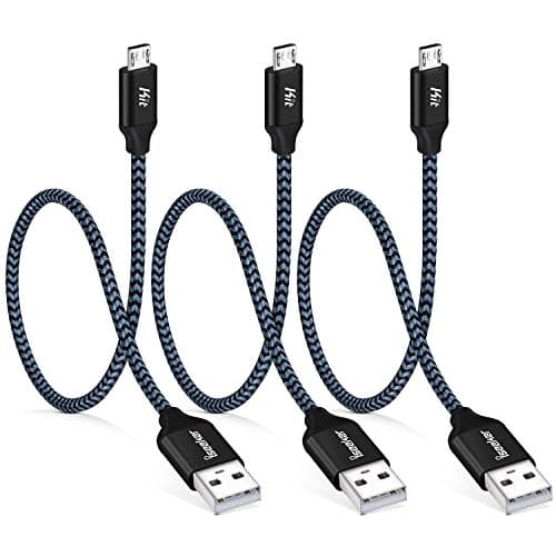 Short Micro USB Charger, iSeekerkit 3Pack 1.5ft/50cm High Speed Micro-USB to USB 2.0 Cable Sync & Charge Cord for Samsung Galaxy S7 Edge/S6, Nexus, LG, Motorola, Android Smartphone, Camera