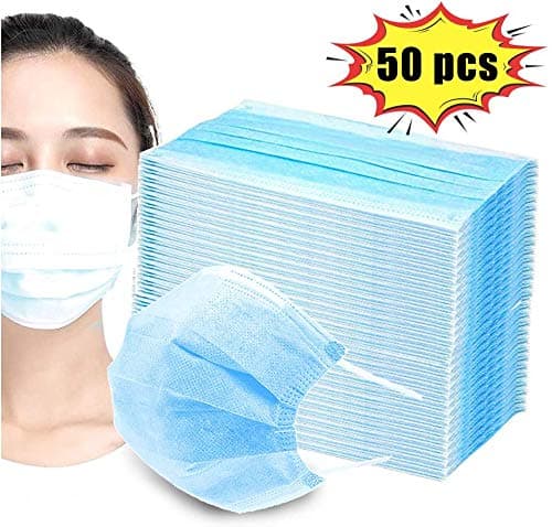 50 Pcs Honzen 3Ply Breathable and Comfortable Covers with Earloop Anti Dust Breathable Disposable Earloop Mouth Face cover,Thick 3-Layer Mouth Cover Protection and Personal Health