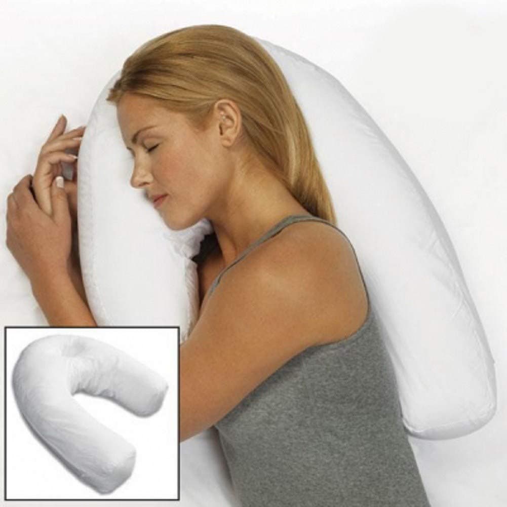 Side Sleeper Pillow, U-Shaped Pillow with Ear Hole Relieve Neck Shoulder Back Pain, Washable Cotton Cover for Bed and Travel