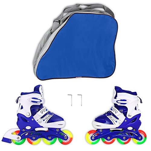 JIFAR Adjustable Inline Skates for Kids and Youth, Durable Inline Roller Skates Rollerblades with All Wheels Flashing Illuminating for Girls and Boys (Three Adjustable Sizes)