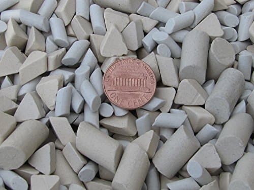 Ceramic Tumbling Media Mixed 9 Lbs. 3/16" X 3/8" &amp; 3/8" X 5/8" Cylinder, 3/8" X 1/4" Triangle Lapidary Rock Tumbler Tumble P - Polish – White – Non-Abrasive