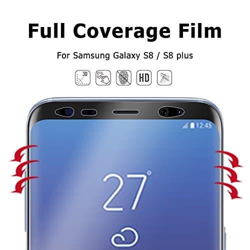 Samsung Galaxy S8 Screen Protector Full Cover [2 pack, Case Friendly] 3D Curved Film High transparent [Easy to install] Anti-Bubble case For Galaxy S8