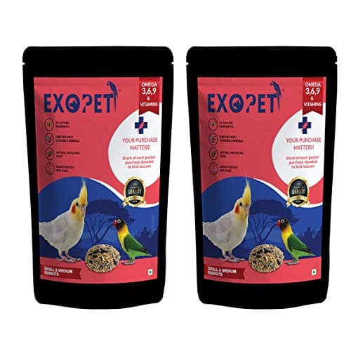 EXOPET Small and Medium Parrot Seed Mix 1Kg (Pack of 2)