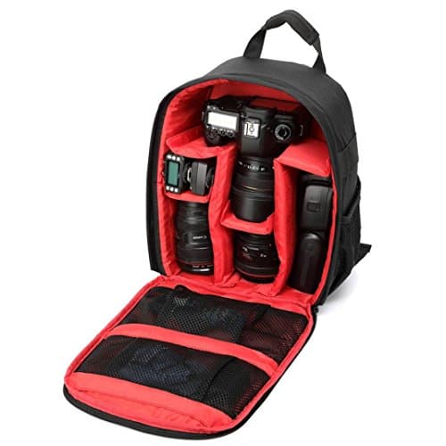 ABC Camera Backpack Bag Waterproof DSLR Case for Canon for Nikon for Sony (Red)