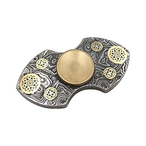 Wisdom tree Damascus Steel Fidget Hand Finger Spinner Spin Widget Focus Toy EDC Pocket Relieve Stress Anxiety Boredom Desktoy Gift for ADHD Children Adults