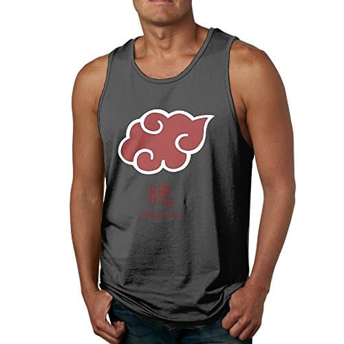 VOLTE Japanese Comic Naruto Shippuden Akatsuki Organization Mens Basic Tank Top Round Collar Black Tank Top