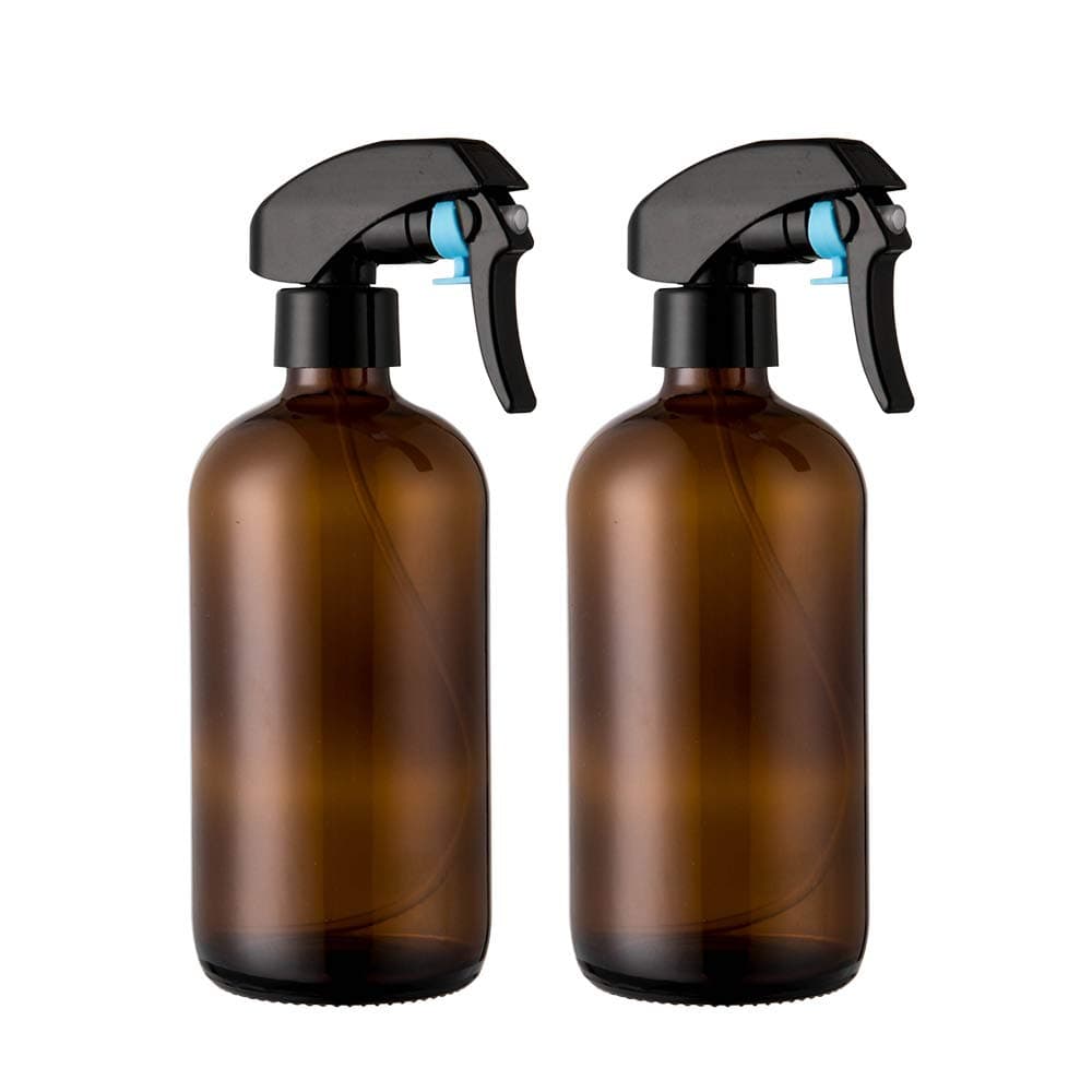 Glass spray bottle 2 pack 16oz Great Container for Cleaning Solution Essential Oils Aromatherapy Black Durable Trigger Sprayer Heavy glass spray bottles for essential oils,spray bottles for cleaning