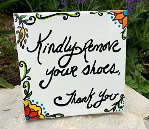 "Kindly Remove Your Shoes" Ceramic Door Sign