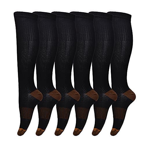Goverseas Compression Socks,6 pairs Copper Compression Socks For Women and Men- Best for Medical,Nursing,Running,Athletic,Edema,Diabetic,Varicose Veins,Travel,Pregnancy &amp; Maternity