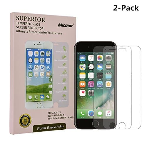 iPhone 7 Plus Screen Protector Glass, Micolor [2-Pack] Tempered Glass Screen Protector for Apple iPhone 7 Plus with 3D Touch Compatible and Case Friendly