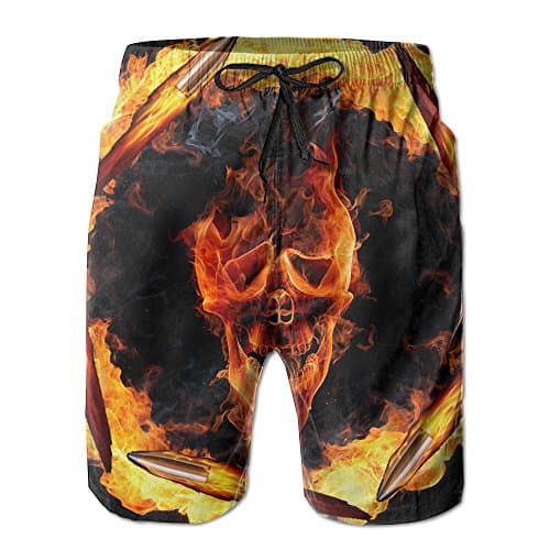 Men's New Style Fire Ring Skull Quick-drying Board Shorts 2017 Hot