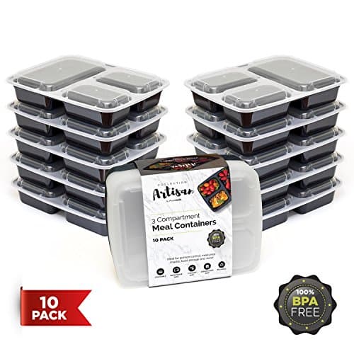 Avantelik Meal Prep Containers with Lids (10-Pack) Stackable Bento Box Lunch and Food Storage | Healthy Portion Control | Leak Resistant, BPA Free | Microwave, Freezer Safe