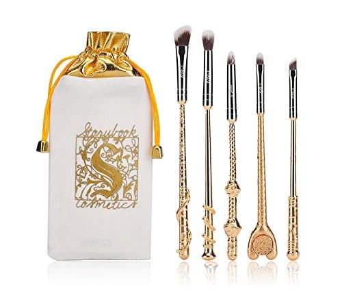 Pro 5PCS Harry Potter Fans Authentic Wizard Wand Makeup Brushes Set Kit + Bag - Gold