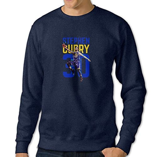Men's Steph Curry Long Sleeve Crew Neck Pullover Hoodies Navy US Size S