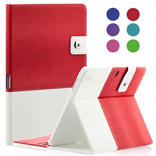 Samsung Galaxy Tab 4 10.1 (10 Inch), Thilon TM Hybrid Folio Tab 4 10.1 Case - Premium Leather Smart Cover with stand for Tab 4 10.1 Tablet NOOK SM-T530 T531 T535 (Red)