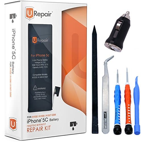 iPhone 5c Battery Replacement - New 0 Cycle - Premium Complete Repair Kit - Easy Manuals, Videos and Instructions - Replacement for iPhone 5c Battery incl. USB Car Charger