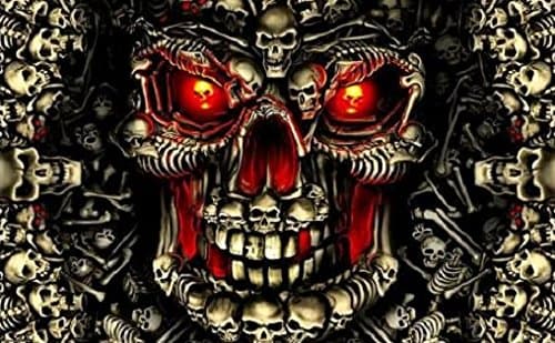 Deadly Skulls Flag 5ft x 3ft Large - 100% Polyester - Metal Eyelets - Double Stitched