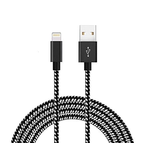 Lightning Charge Cable, Nylon Braided 10ft Extra Long iPhone Charging Charger Cable for iPhone X / 8 / 8 Plus / 7 / 7 Plus / 6 / 6 Plus / 5S,iPad,iPod Nano 7 (Black White)