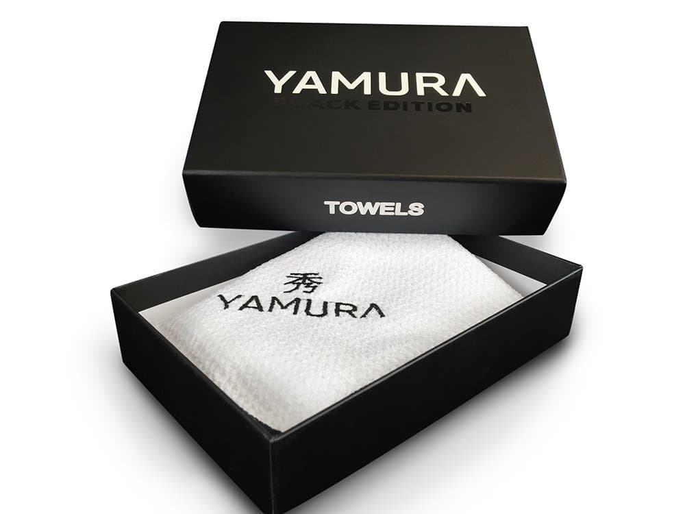 Microfiber White Golf Towel - Packaged in a YAMURA 'Black-Edition' Japanese Box - High Performance Waffle Weave Technology - Size: 30" x 20"