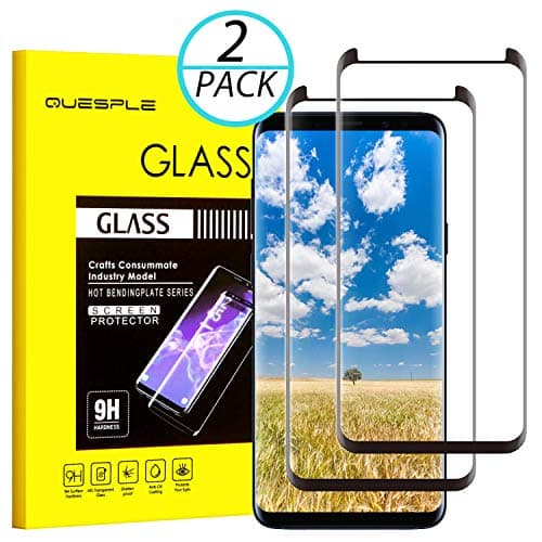QUESPLE Galaxy S9 Plus Screen Protector, [2-Pack] Update Version Tempered Glass Screen Protector [9H Hardness][Anti-Scratch][Anti-Bubble] [High Definition] [Ultra Clear] for Samsung Galaxy S9 Plus