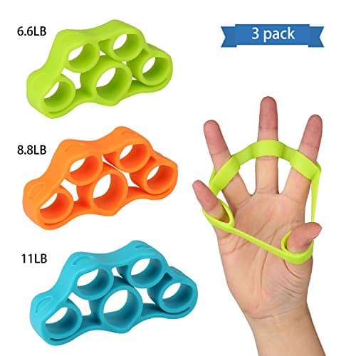 CAIPUDAN Silicone Finger Stretcher Hand Resistance Bands，Hand Extensor Exerciser，Finger Trainer Gripper set for Relieve Joint Pain, Injury Rehabilitation,Relax,Set of 3 Level Resistance