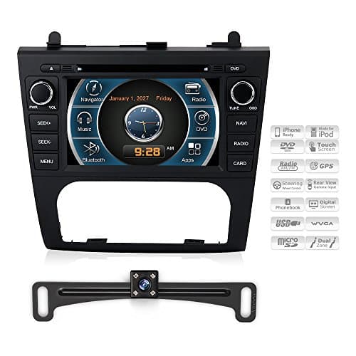 Aimtom 2007-2012 Nissan Altima In-dash GPS Navigation Display System Rear Camera Bluetooth Deck FM AM Radio Receiver 7 Inch Touchscreen USB SD Head Unit DVD CD Stereo Player Copyrighted iGo Primo Maps