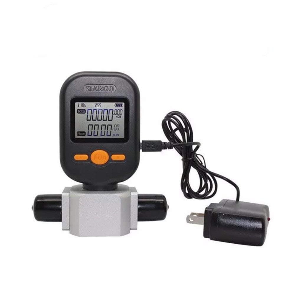 Electronic Mass Flow Meter Digital Gas Air Nitrogen Oxygen Mass Flow Rate Tester Meter Protable Flowmeter 100 L/min for Inactive Gas (0-100L/min (black))