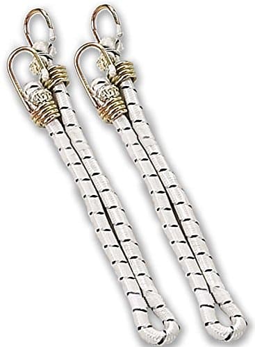 (2 Pack) Heavy-Duty 24" (61 cm) White Bungee Cord | Rubber Tipped Hooks | Black Stripe Design | Great for Camping, Securing Items, Outdoor Adventures
