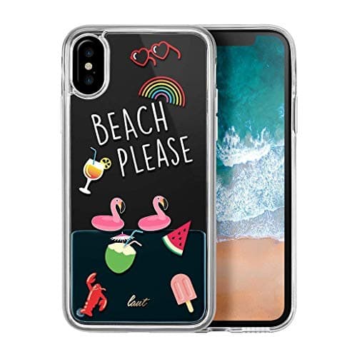 Gloriphy Liquid Beach Please swan Floating with Silicon Sides case Cover iPhone X/Xs - Blue